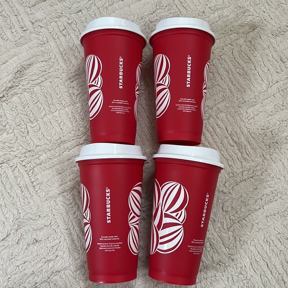Bundle of 4 2024 Starbucks holiday reusable cups and lids, New condition - Picture 3 of 16